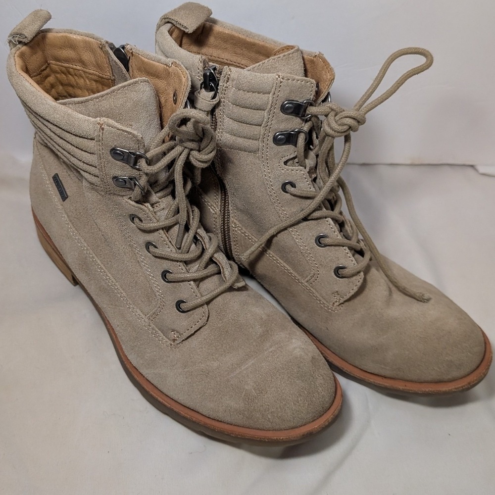 Sofft Baxter Waterproof Suede Lace Up Combat Boots Tan/Cashmere 8M Zip Gorpecore